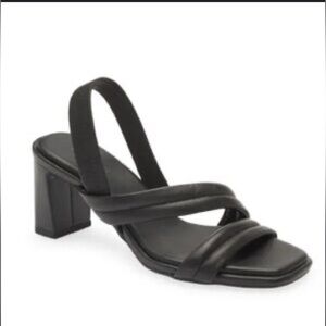 Caslon Black Sling Back Strappy Sandal Block Heel Size 9 Casual